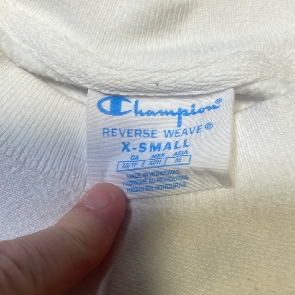 White Champion cropped crew neck sweatshirt - Picture 3 of 4